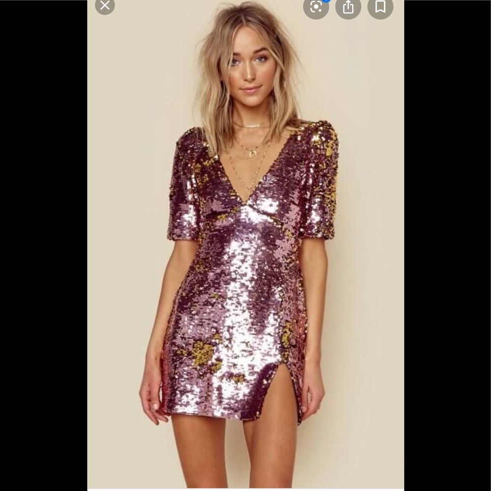 For love and lemons pink and gold sparkler dress